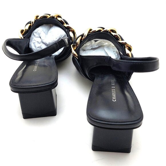 Braided Chain-Link Slingback Pumps - Black 6.5/7 US - Picture 4 of 13